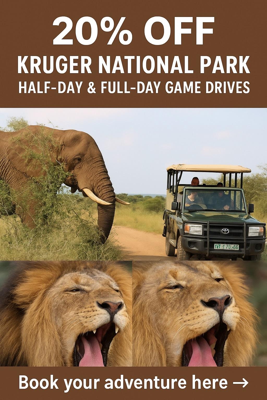 Experience Kruger National Park Like Never Before — and Get 20% OFF All Game Drives!